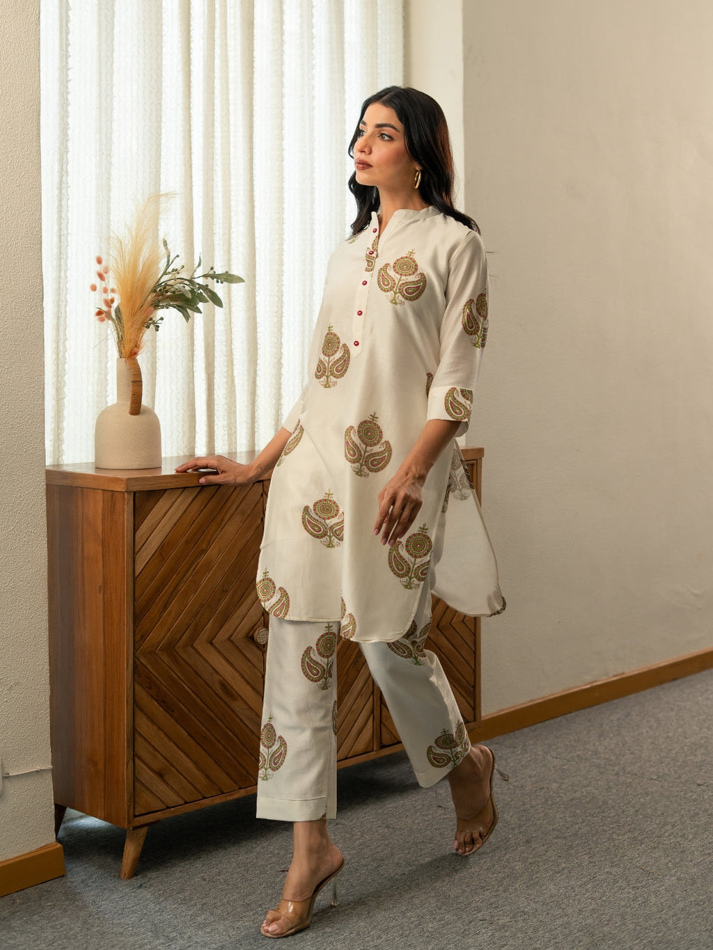 Co-ord Set in Chanderi Silk Fabric with Hand Block Printing
