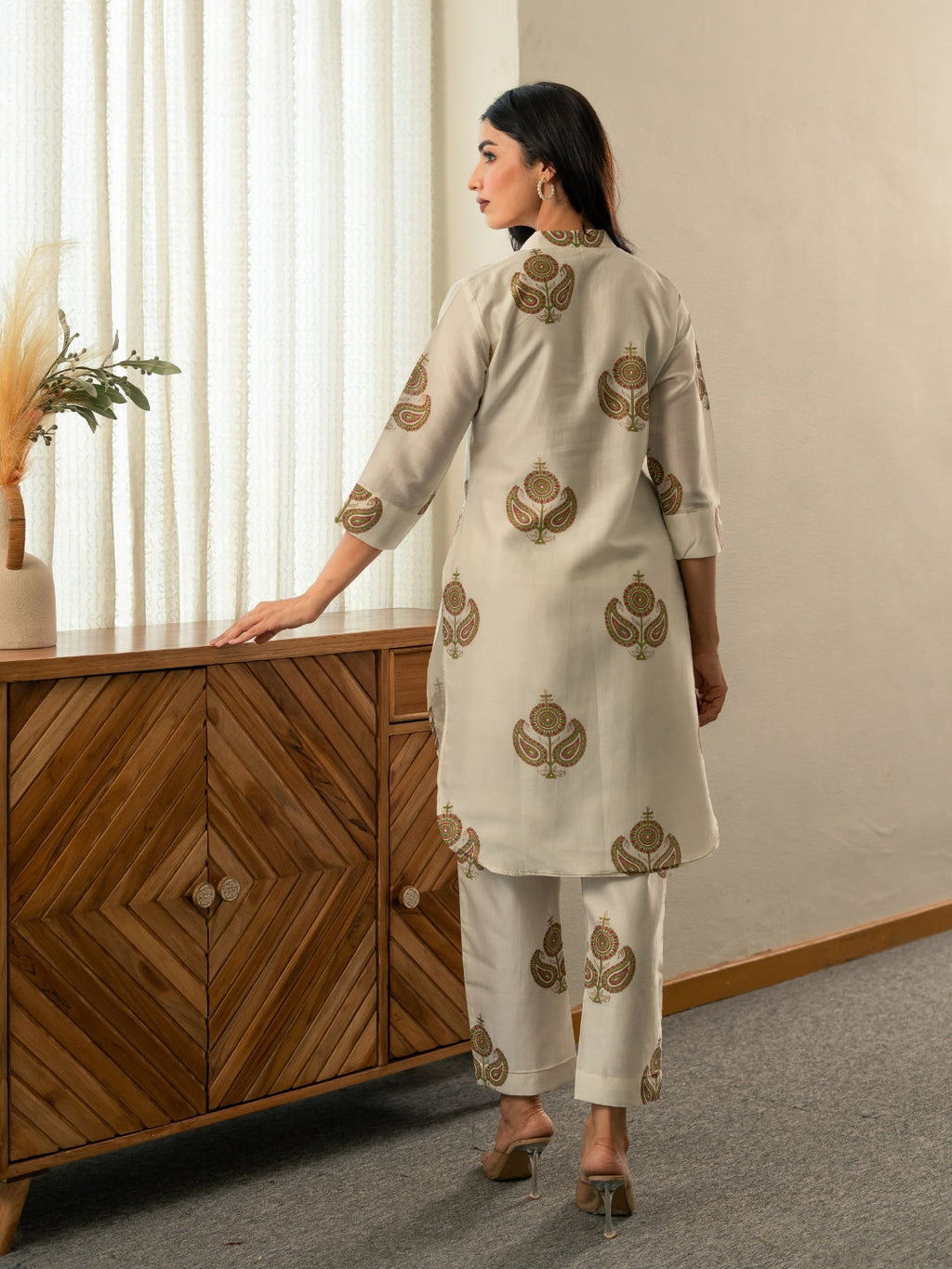Co-ord Set in Chanderi Silk Fabric with Hand Block Printing