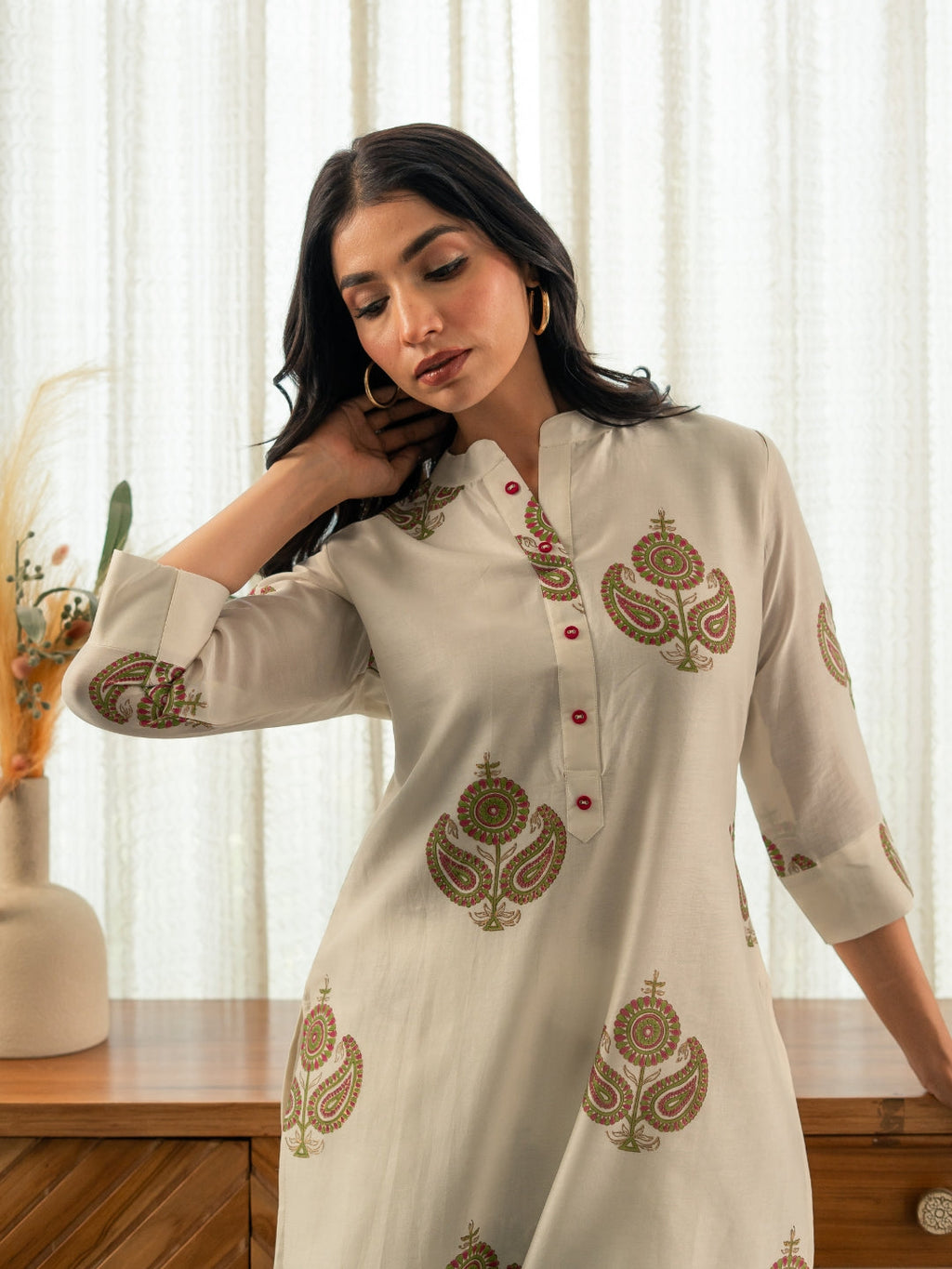 Co-ord Set in Chanderi Silk Fabric with Hand Block Printing