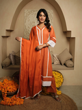 Cadmium Orange Kurta with Dupatta and Pants