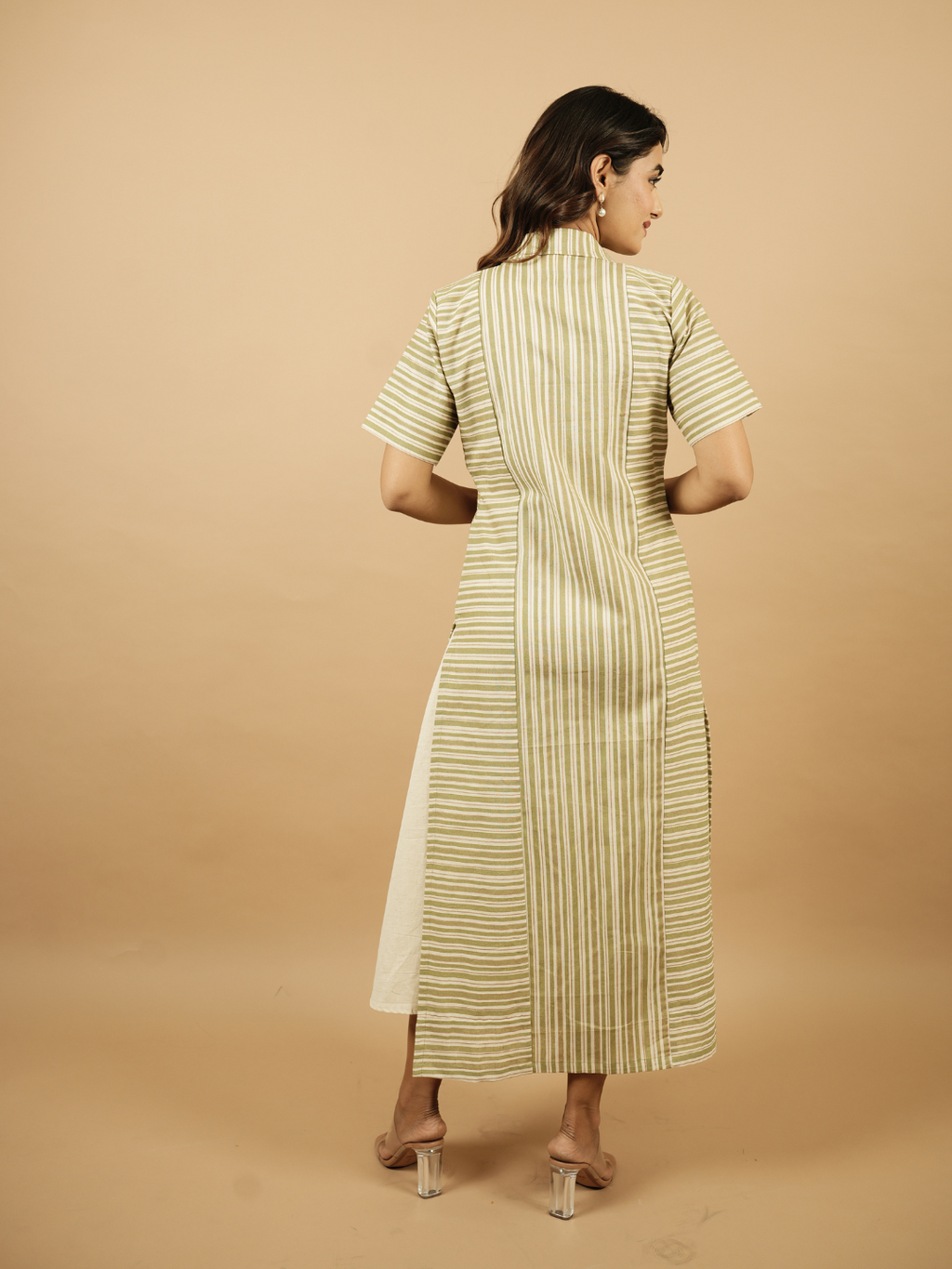 Sage Green Stripes Shrug Dress
