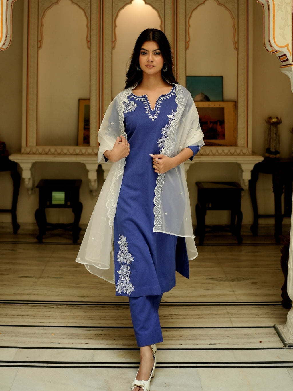 Ocean Breeze Kurta Set With Embriodery