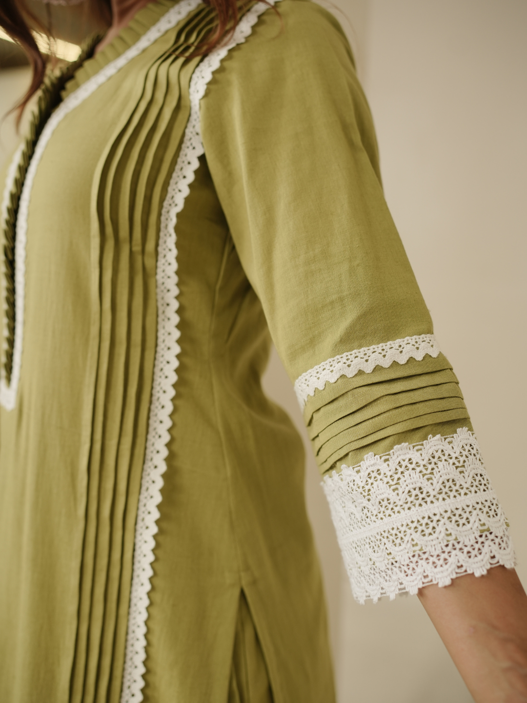 Sage Green Kurta With Dupatta And Pants