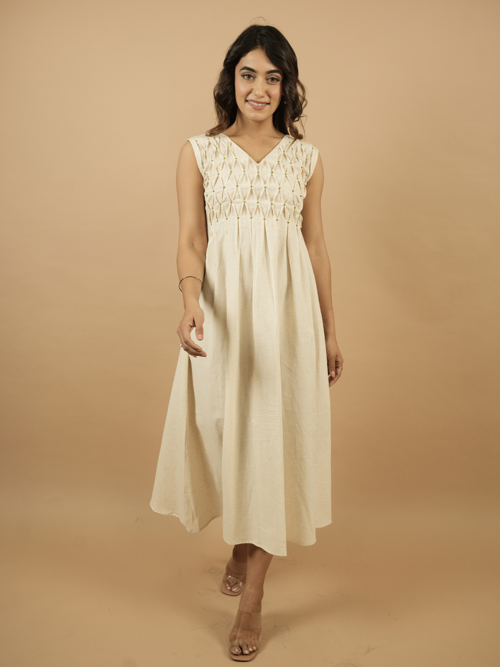 Sage Green Stripes Shrug Dress