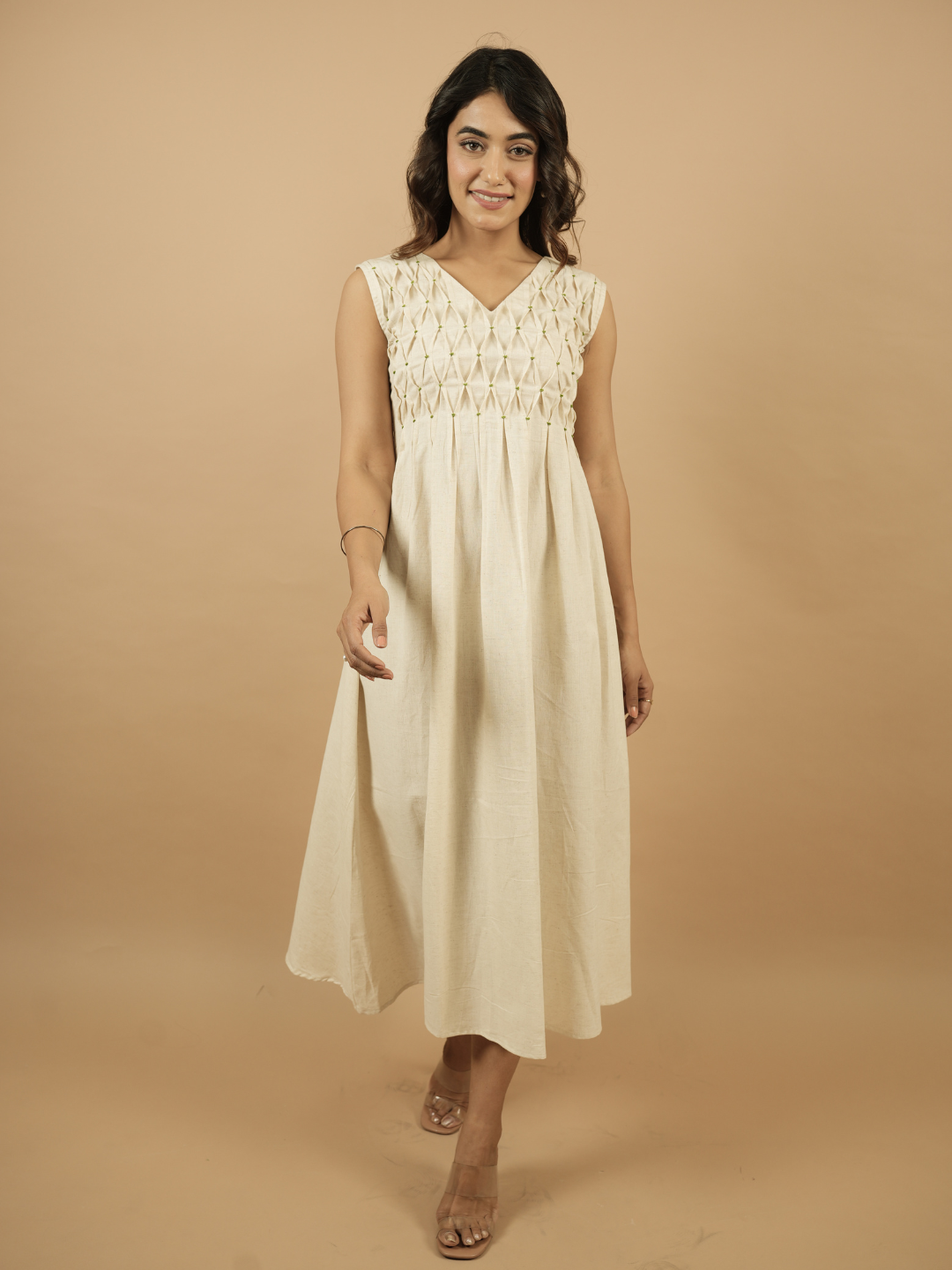 Sage Green Stripes Shrug Dress