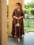 Mocha Brown Shantoon Anarkali Kurta Set