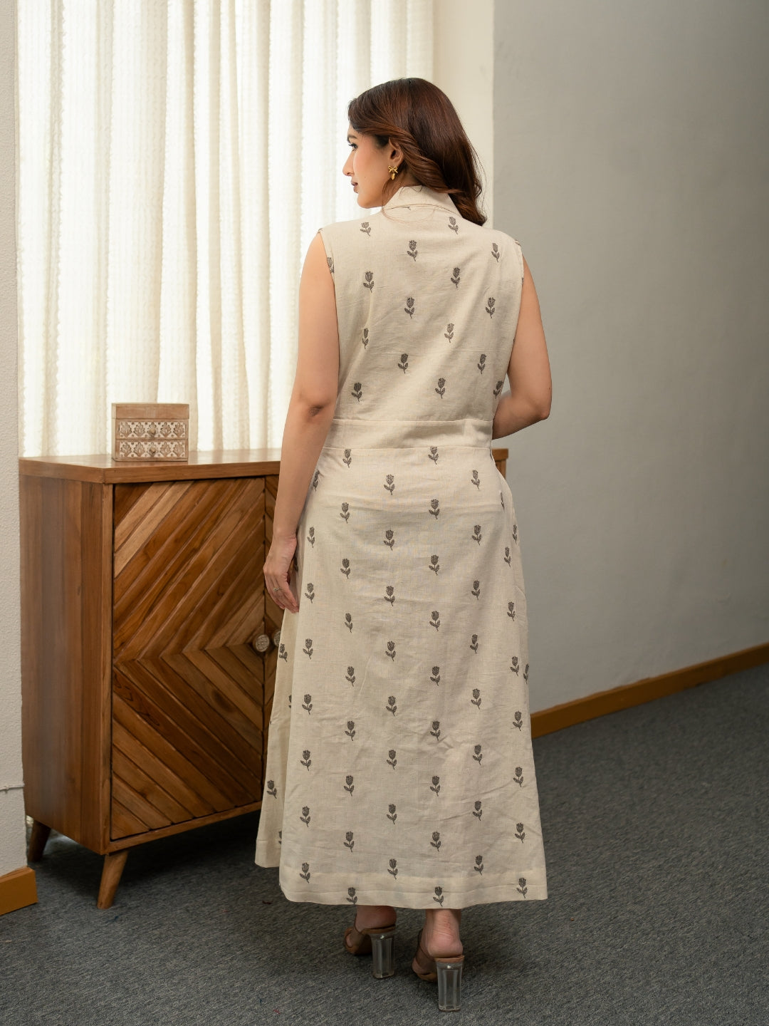 Cotton Linen Embriodery Dress