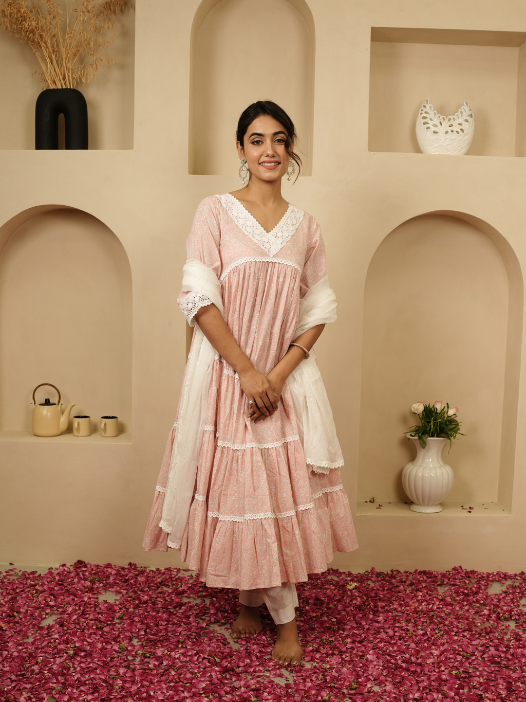 Shahi Gulaab Anarkali Kurta with Dupatta and Pants