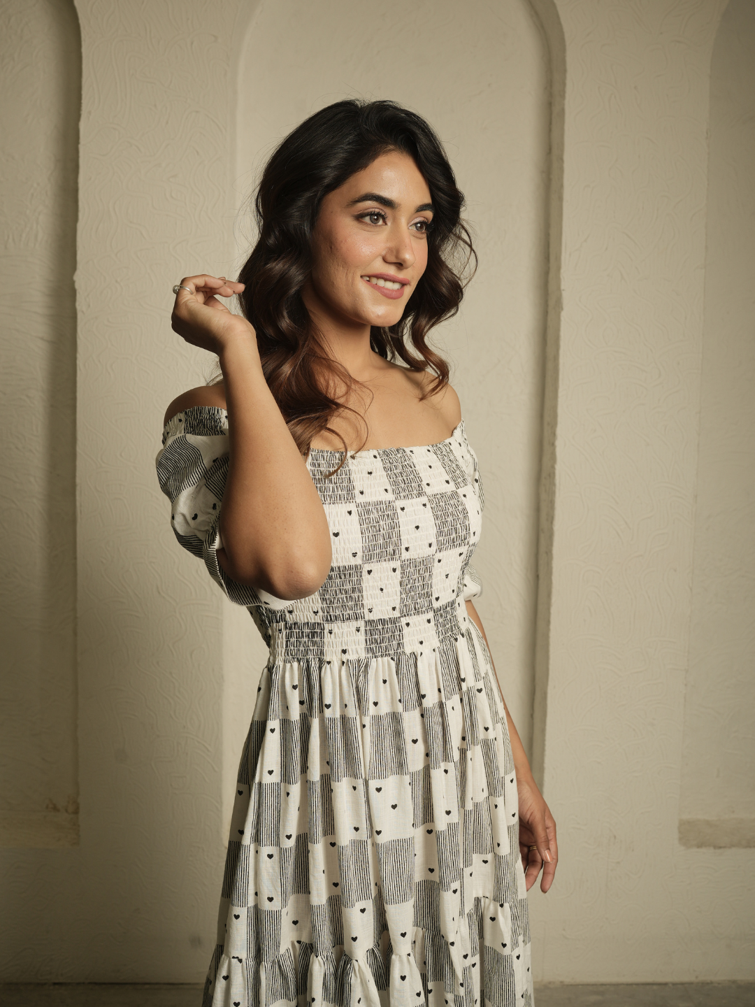 Little Heart Block Print Dress