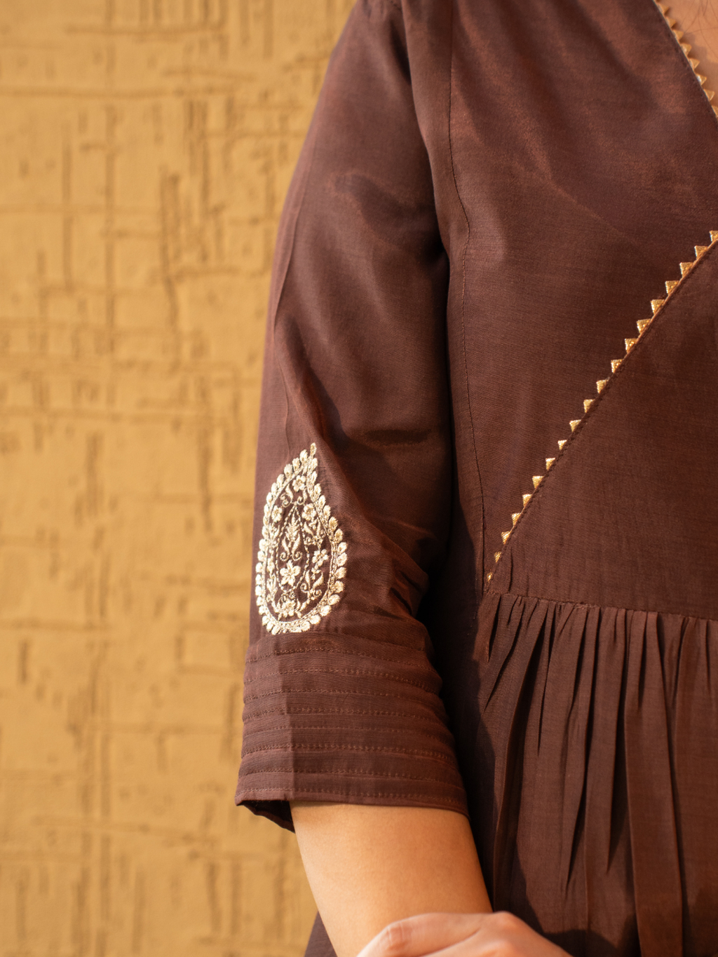 Mocha Brown Shantoon Anarkali Kurta Set