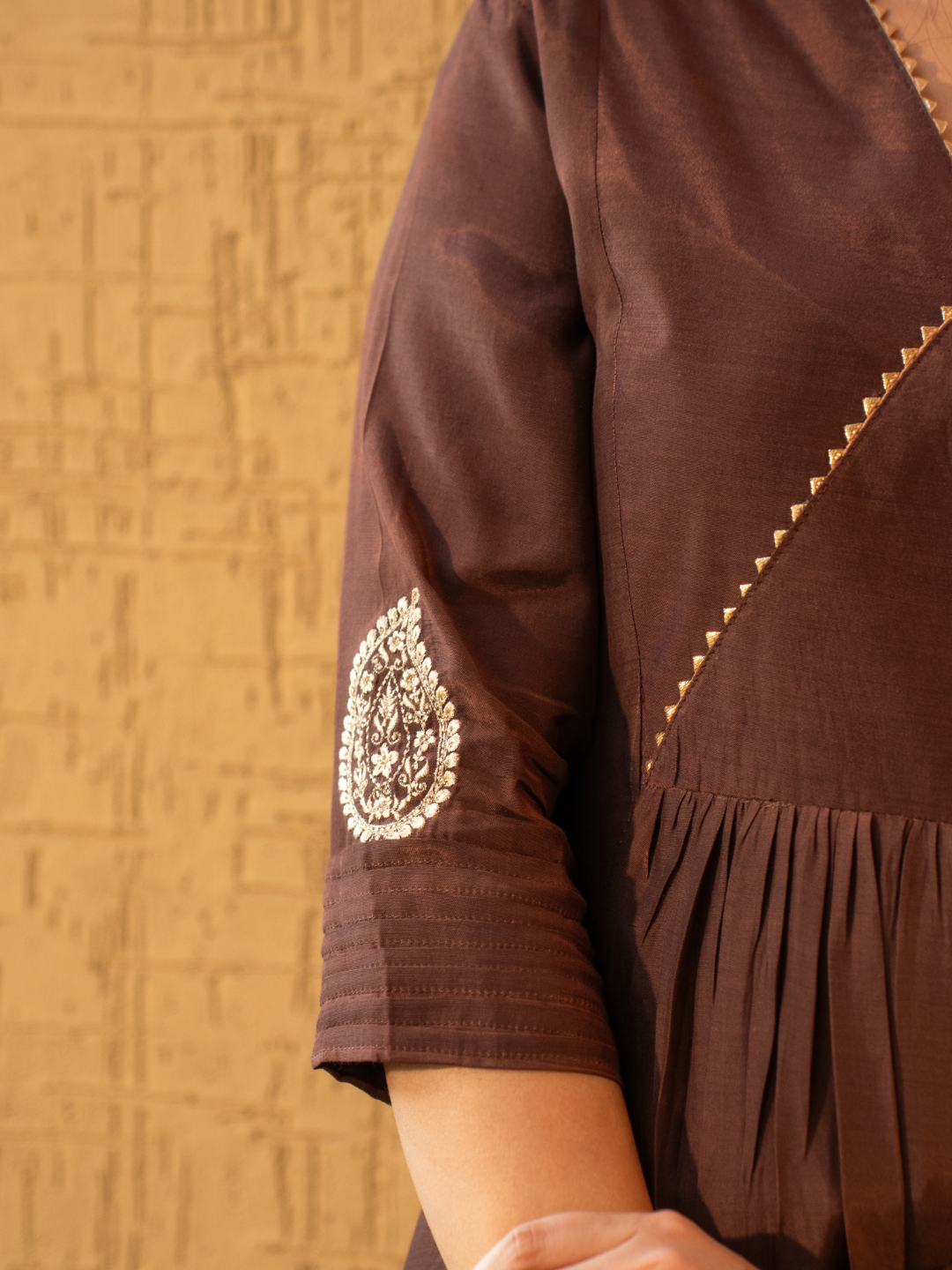Mocha Brown Shantoon Anarkali Kurta Set