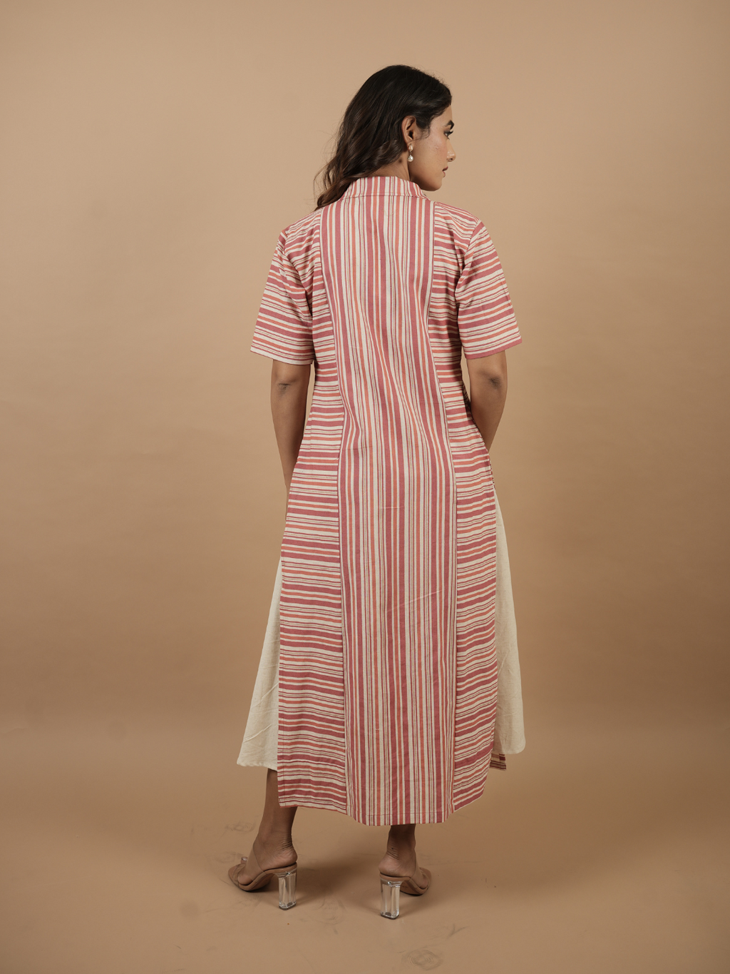 Coral Stripes Shrug Dress