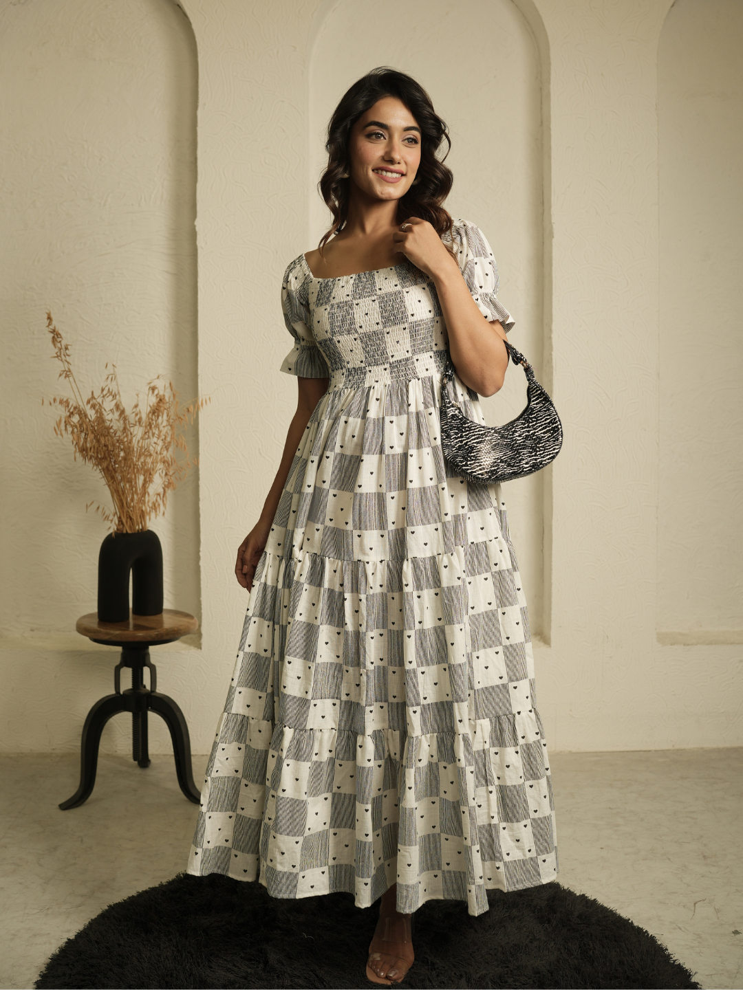 Little Heart Block Print Dress