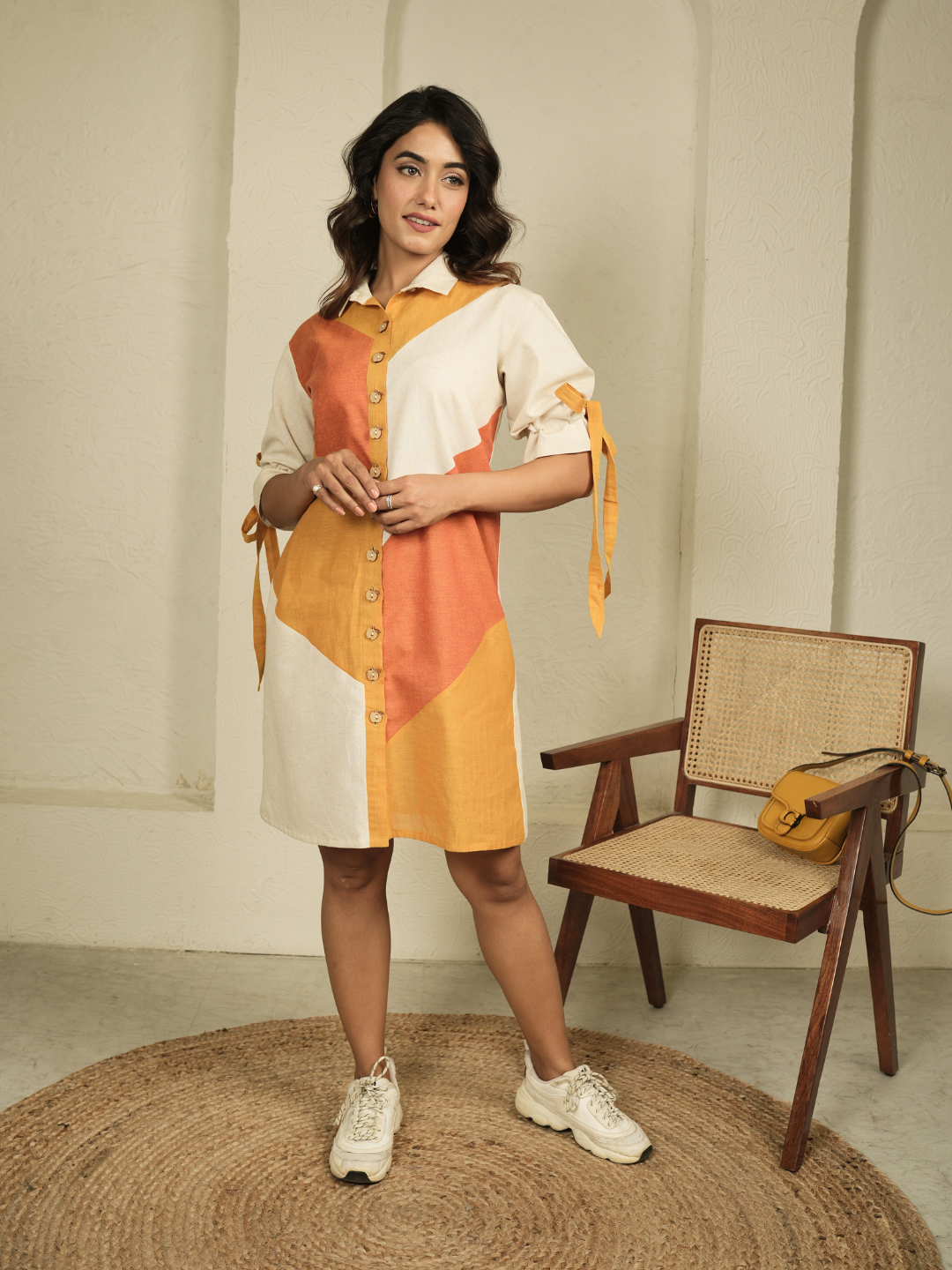 Tri-Chromatic Threads Shirt Dress