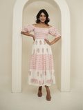 Pastel Pink and White Block Printed Dress