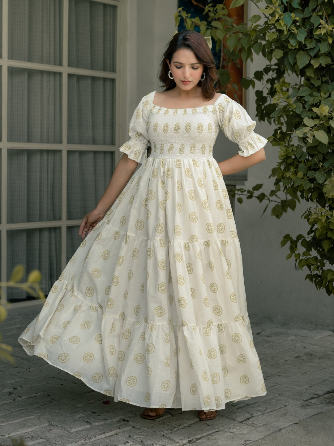 Lemon Sorbet Block Printed Dress