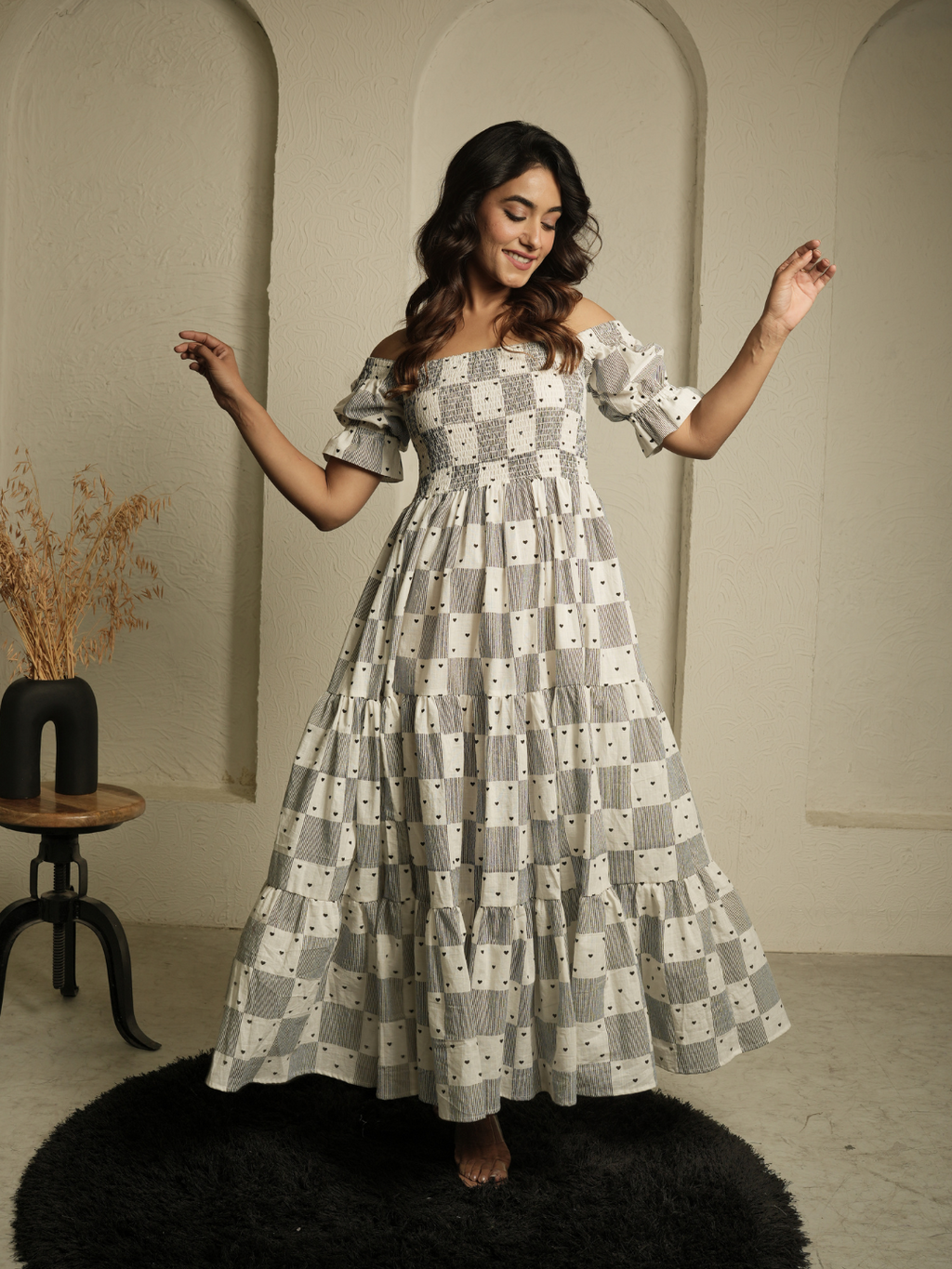 Little Heart Block Print Dress