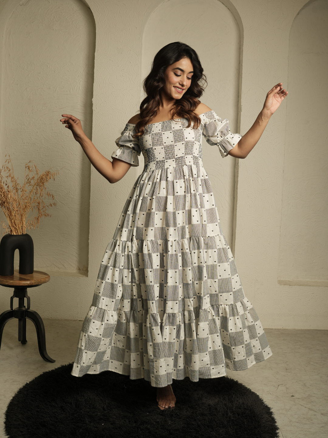 Little Heart Block Print Dress