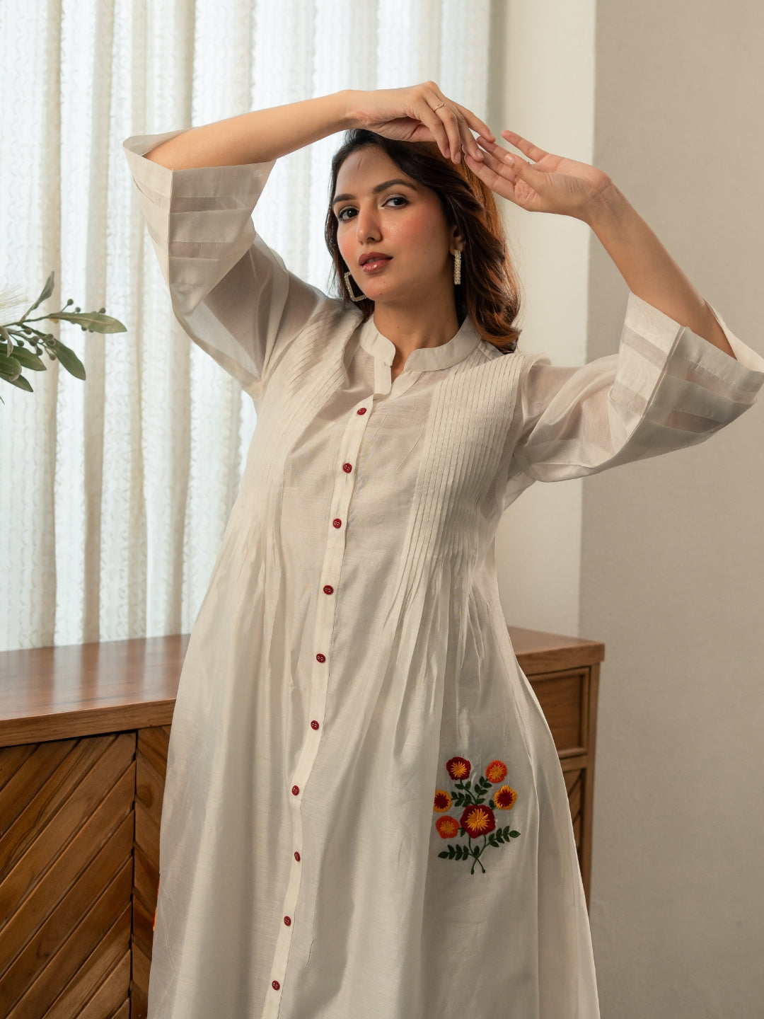 Chanderi Dress with Embroidery
