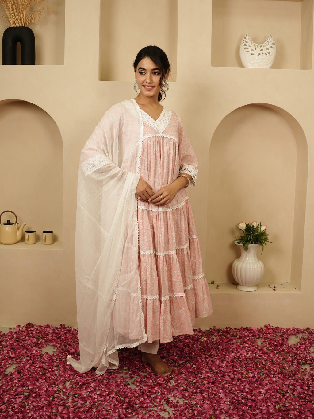 Shahi Gulaab Anarkali Kurta with Dupatta and Pants