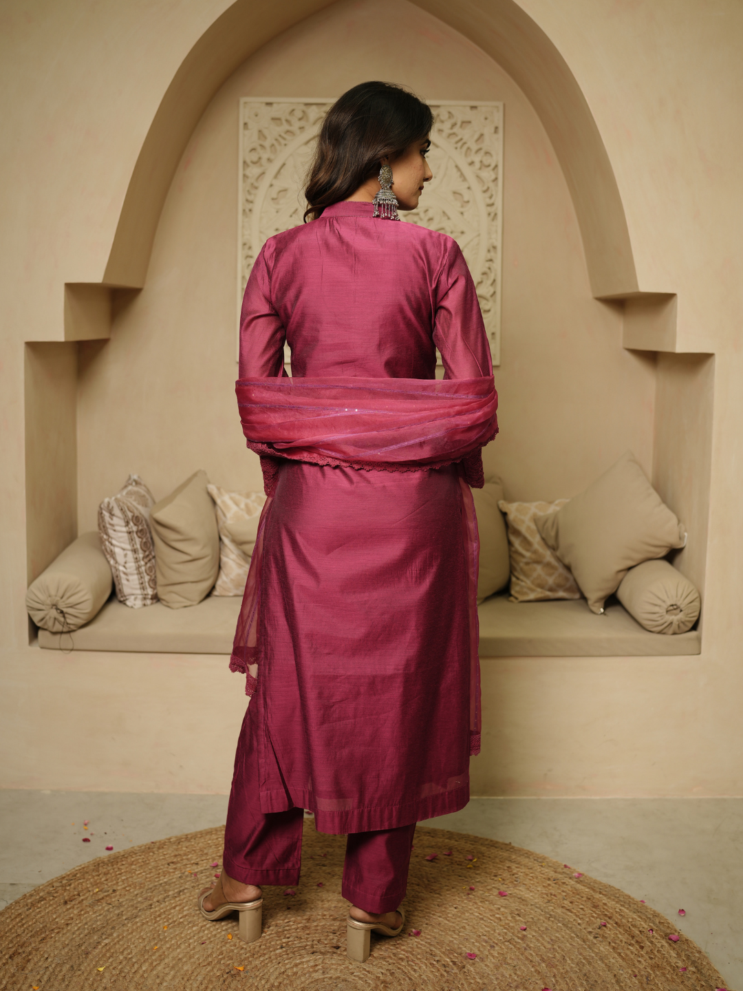 Gulaab Khass Chanderi Kurta with Dupatta and Pants