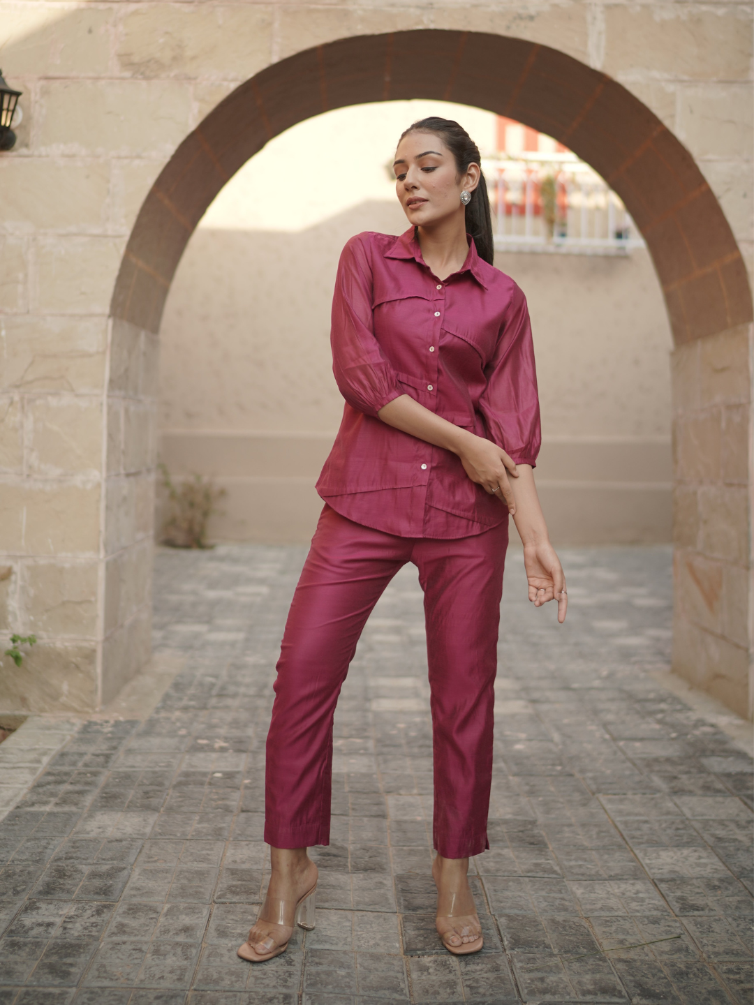 Chanderi Pink Co-Ord Set