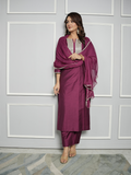 Pink Chanderi Silk Kurta With Pants And Dupatta With Embroidery