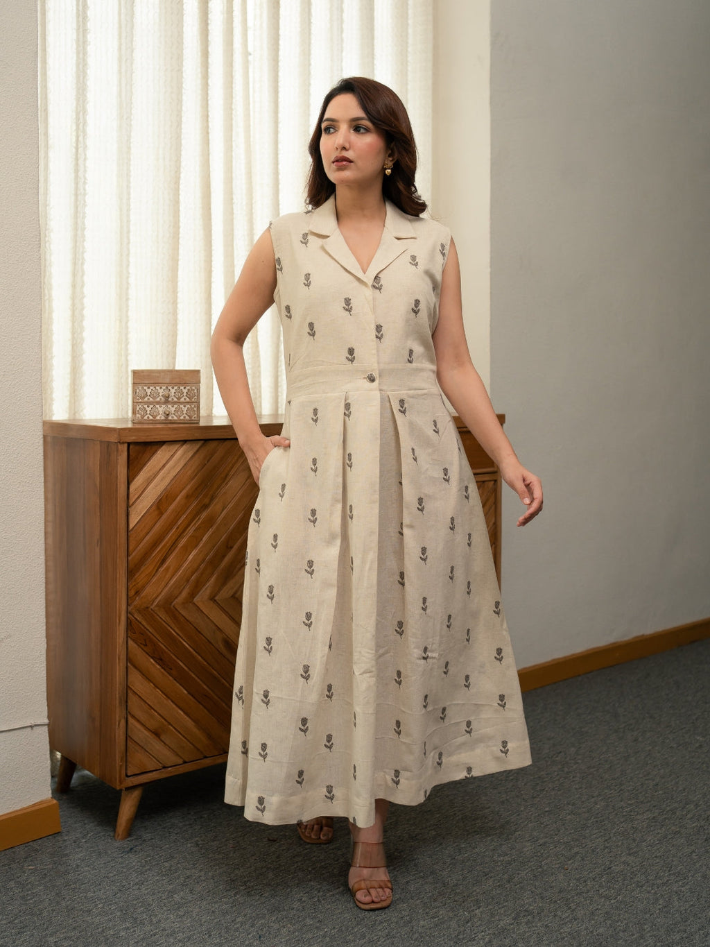 Cotton Linen Embriodery Dress