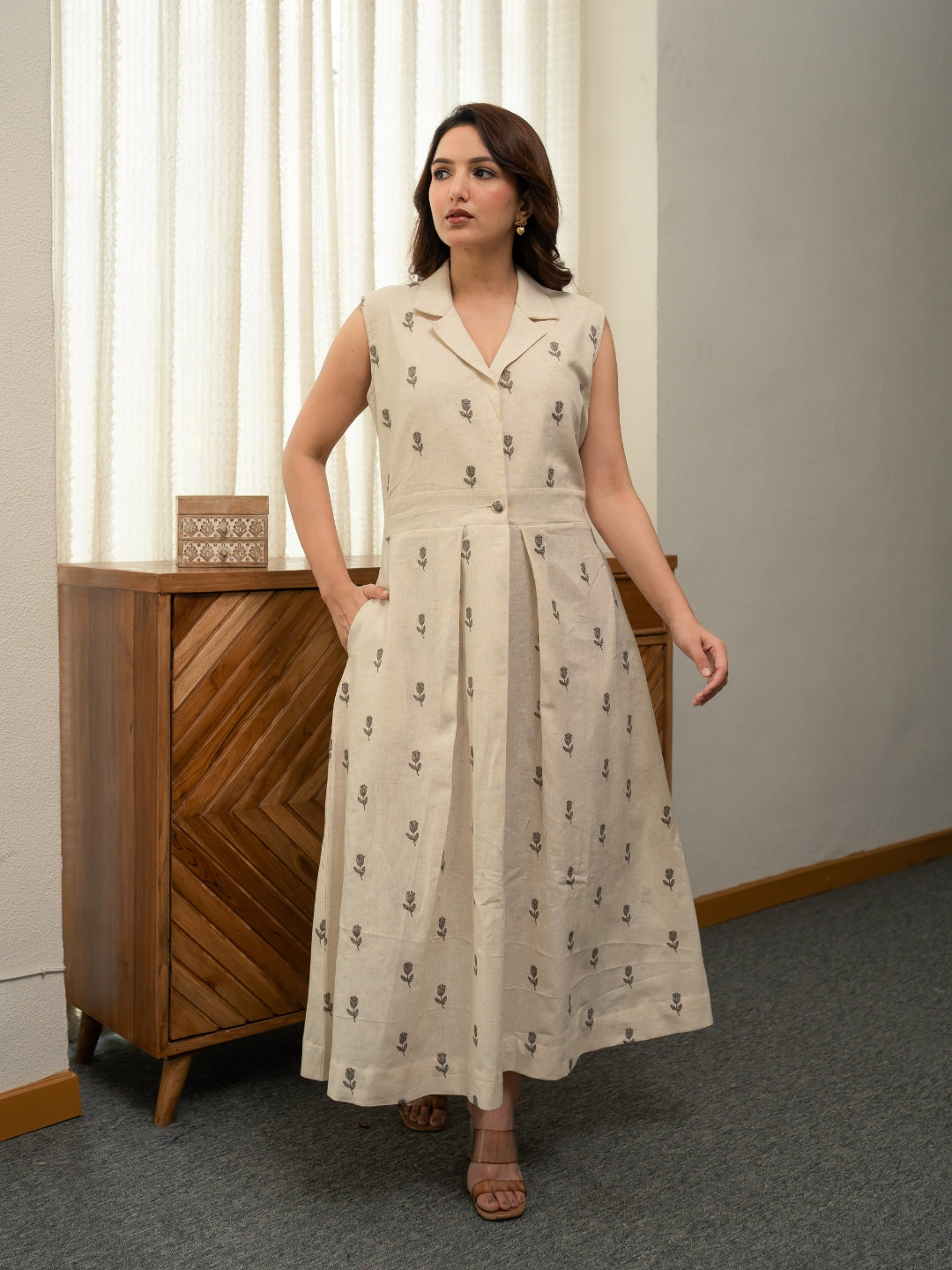 Cotton Linen Embriodery Dress