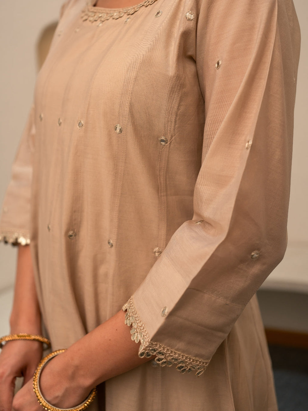 Amber Chanderi Anarkali Kurta Set with Dupatta and Pants