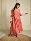 Coral Dress with Lace Detailing