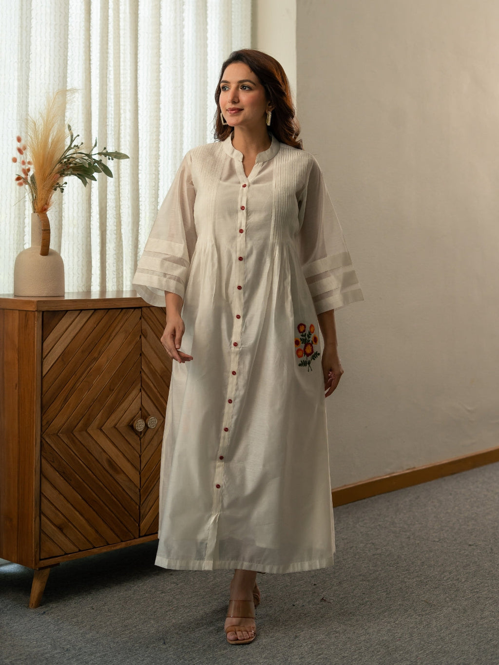 Chanderi Dress with Embroidery