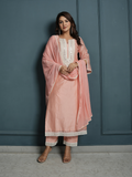 Pastel Pink Chanderi Kurta with Pants and Dupatta