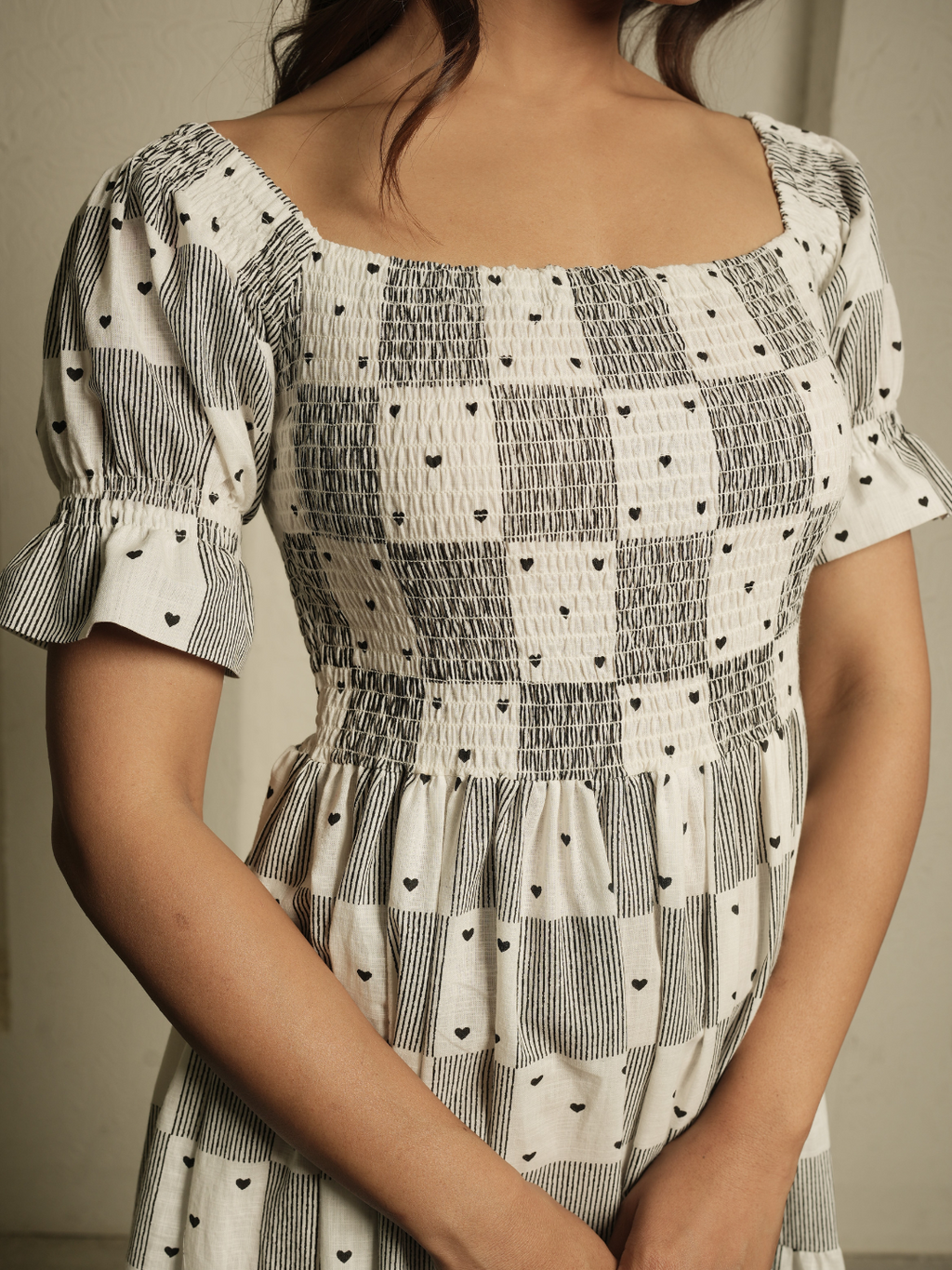 Little Heart Block Print Dress