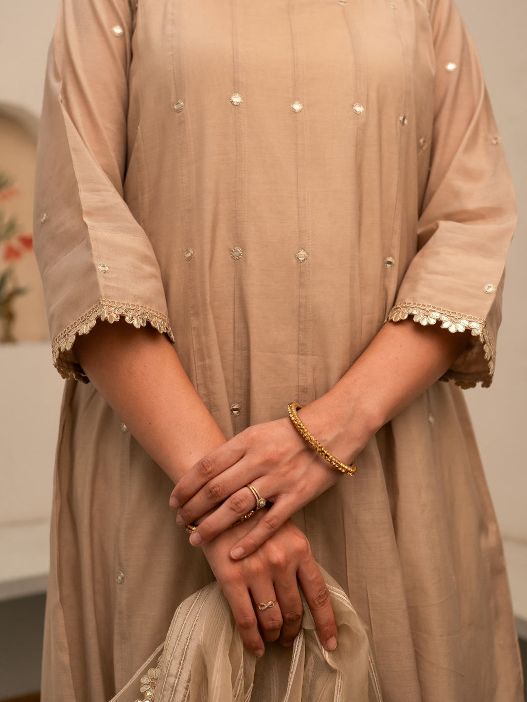 Amber Chanderi Anarkali Kurta Set with Dupatta and Pants