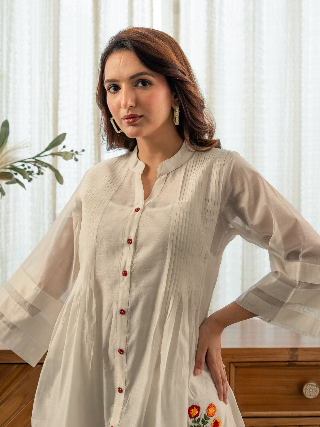Chanderi Dress with Embroidery