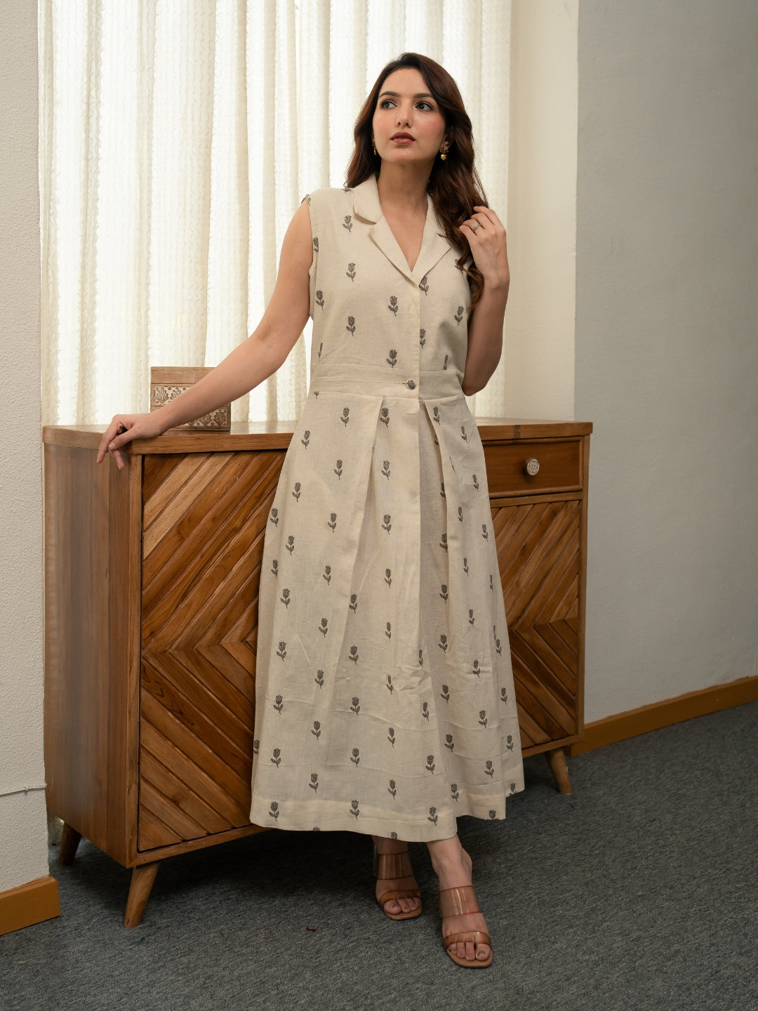 Cotton Linen Embriodery Dress