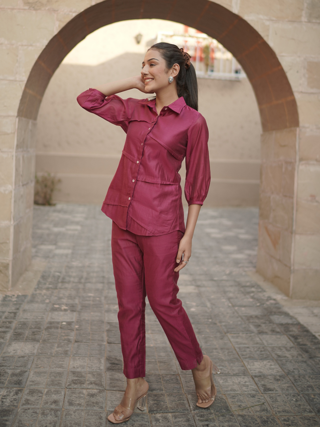 Chanderi Pink Co-Ord Set