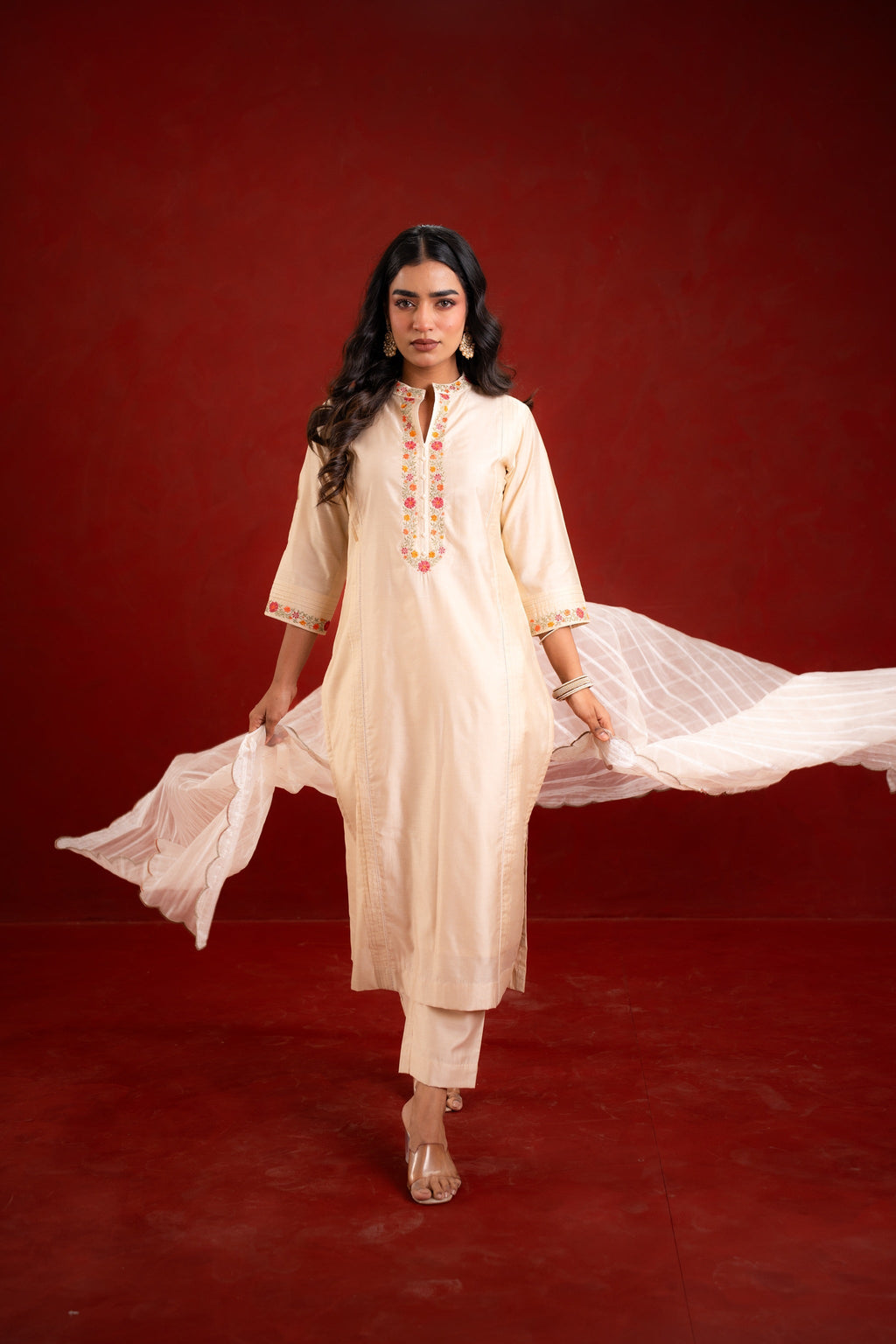 SHAHI BEJ WITH EMBRIODERY KURTA SET