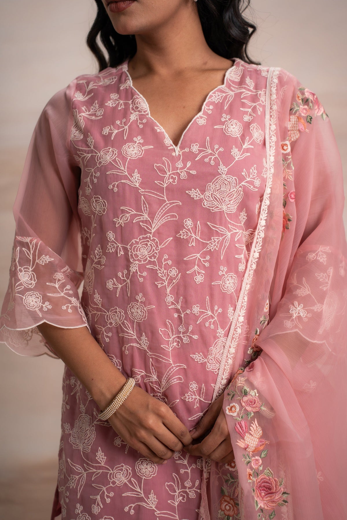 PINK EMBRIODERY SUIT SET