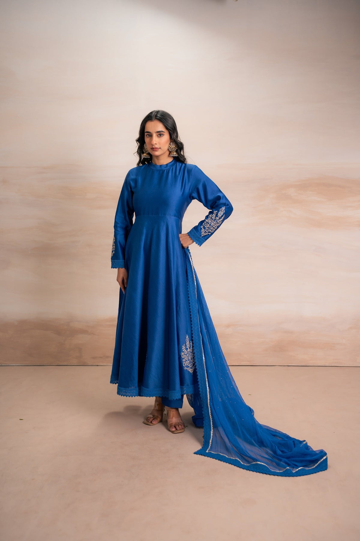 BLUE ANARKALI WITH PANTS