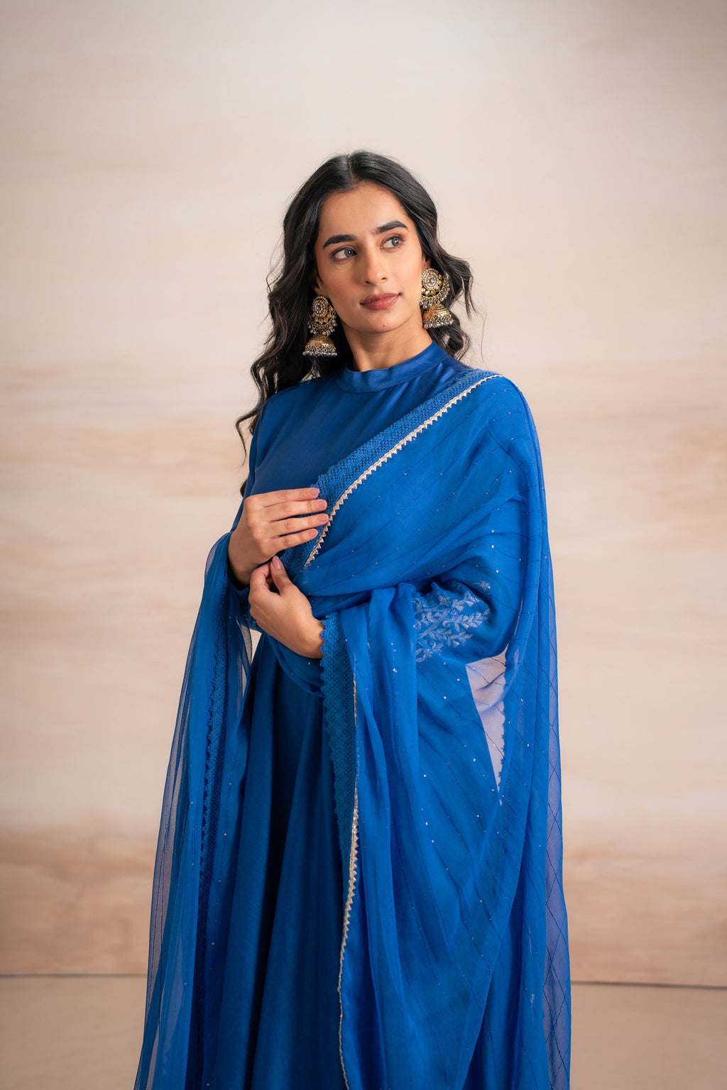 BLUE ANARKALI WITH PANTS