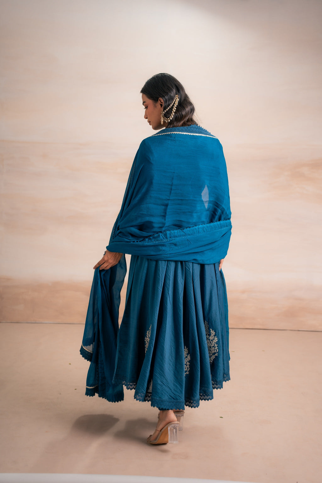 TEAL BLUE ANARKALI WITH PANTS