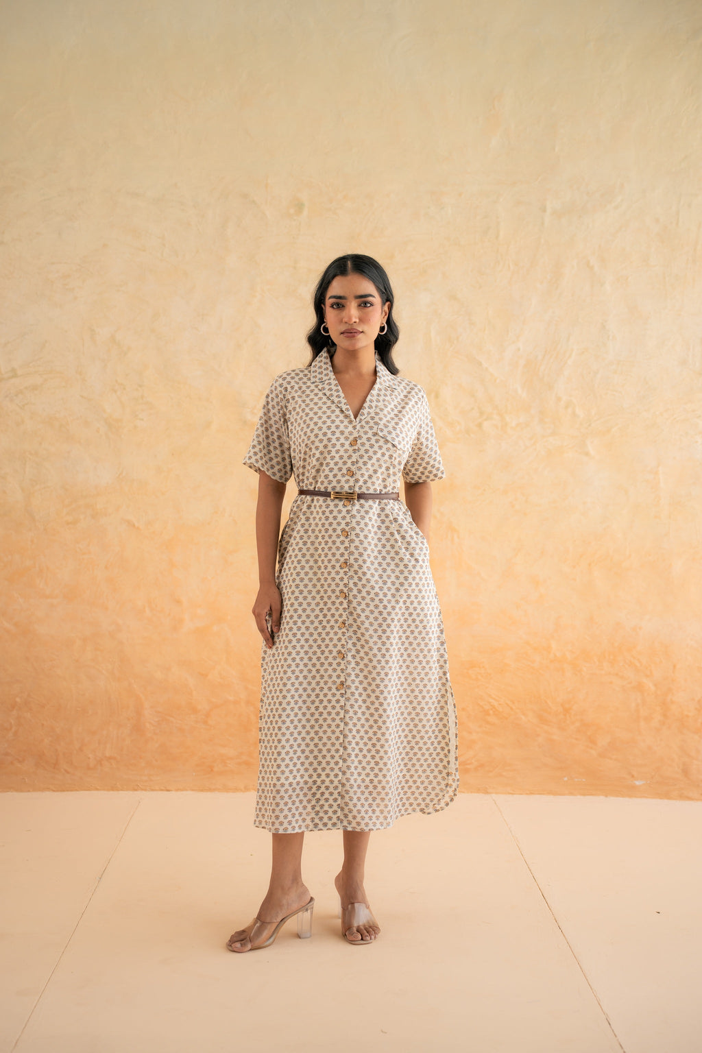 FLOWER BUTA SHIRT DRESS
