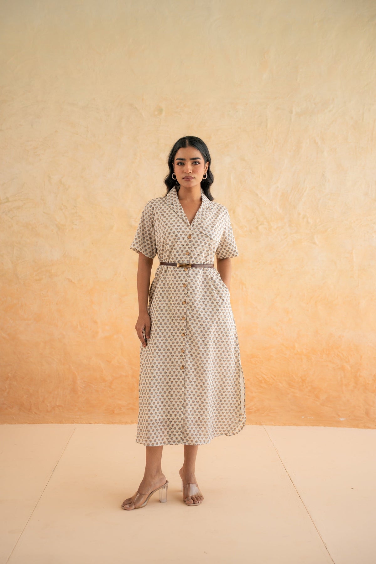 FLOWER BUTA SHIRT DRESS