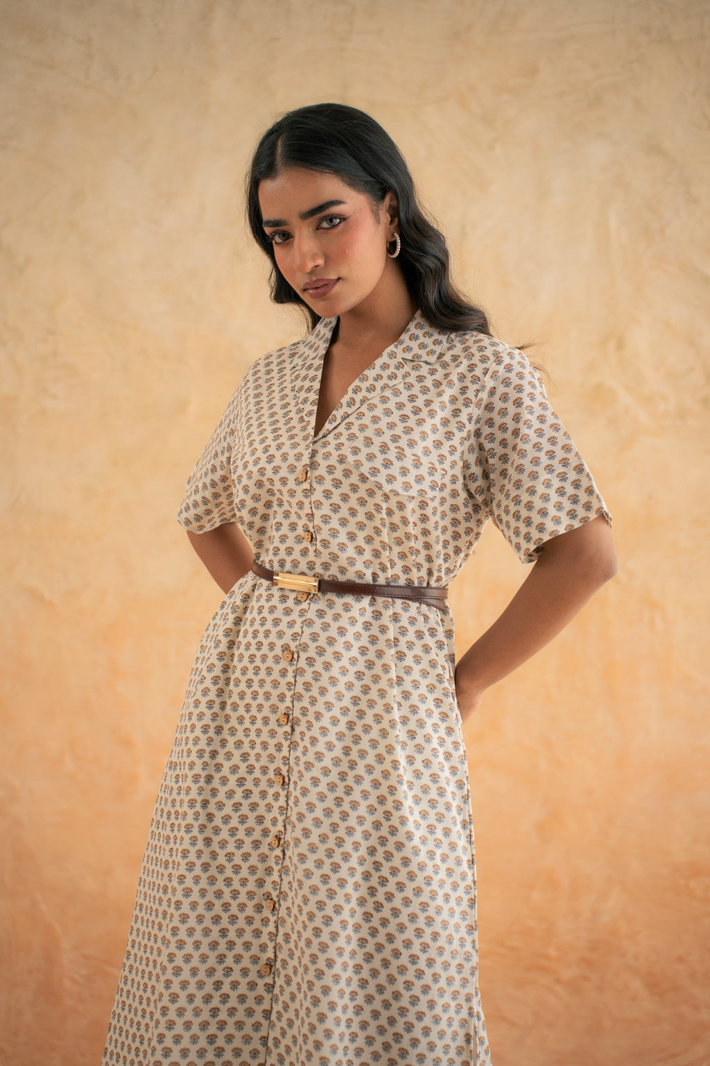 FLOWER BUTA SHIRT DRESS
