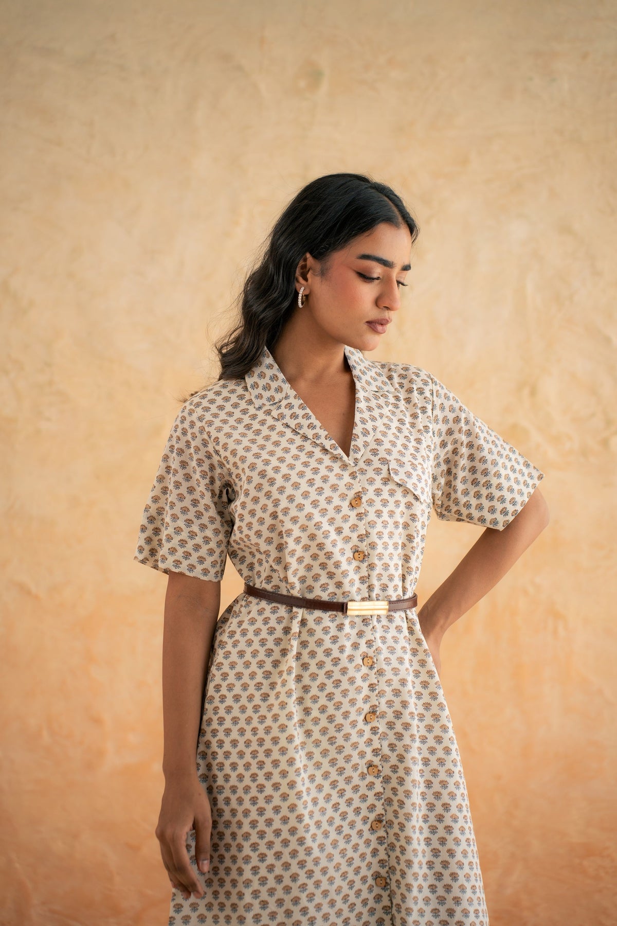 FLOWER BUTA SHIRT DRESS
