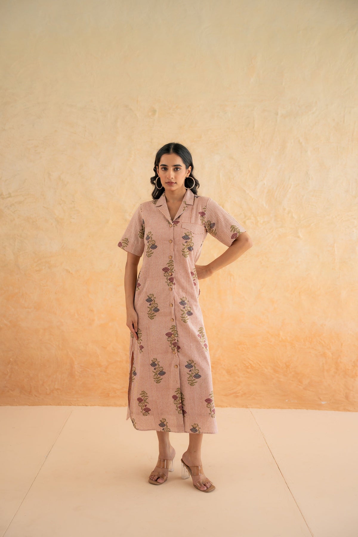 BLOCK PRINT SHIRT DRESS